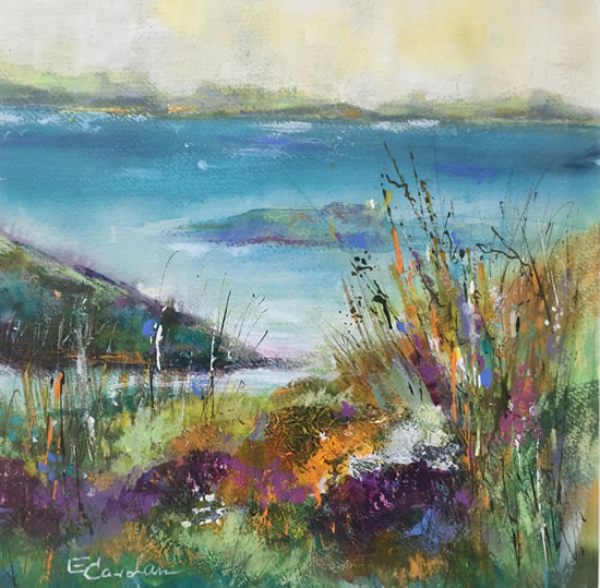 Countryside and Coast View - Landscape Painting by Woking Artist Elisabeth Carolan