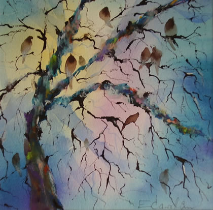 Dawn Chorus - Painting by Woking Artist Elisabeth Carolan